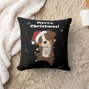 Australian Shepherd Merry Christmas Winter Cushion