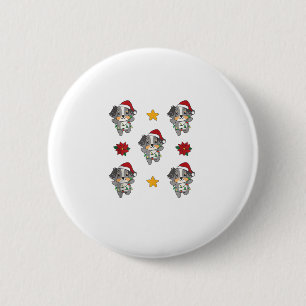 Australian Shepherd Merry Christmas Winter Dogs Ch 6 Cm Round Badge