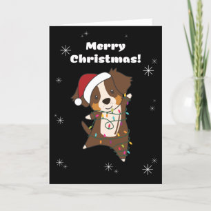 Australian Shepherd Merry Christmas Winter Holiday Card