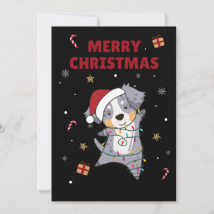 Australian Shepherd Merry Christmas Winter Holiday Card