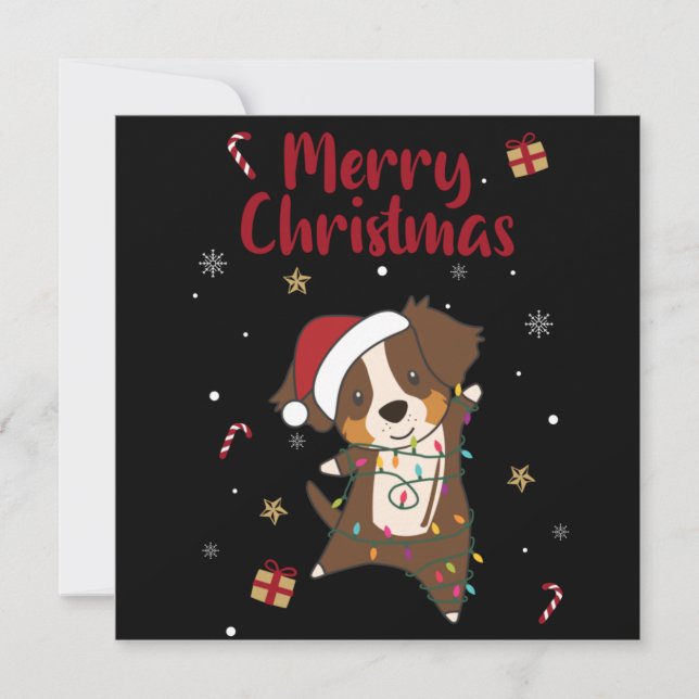 Australian Shepherd Merry Christmas Winter Invitat Invitation (Front)