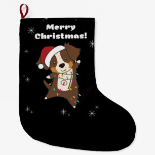 Australian Shepherd Merry Christmas Winter Large Christmas Stocking