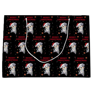 Australian Shepherd Merry Christmas Winter Large Gift Bag