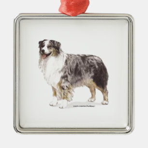 Australian Shepherd Metal Tree Decoration