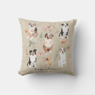 Australian Shepherd Mom & Aussie Mama Coquette Bow Cushion