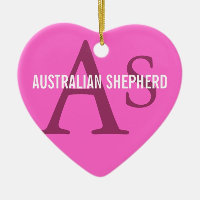 Australian Shepherd Monogram Ceramic Tree Decoration (Front)