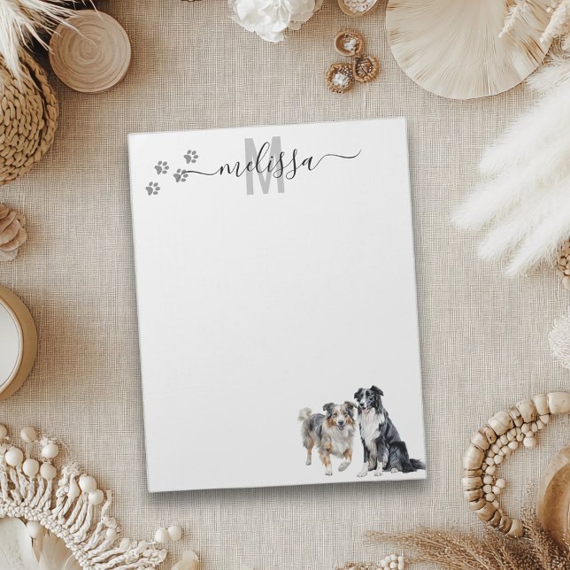 Australian Shepherd Monogram Personalised  Notepad (Creator Uploaded)