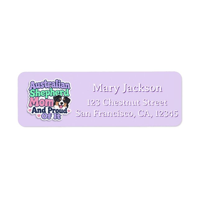 Australian Shepherd Mum Return Address Labels (Front)