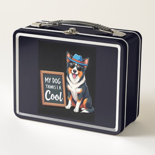 Australian Shepherd My Dog Thinks I'm Cool For Dog Metal Lunch Box (Front)