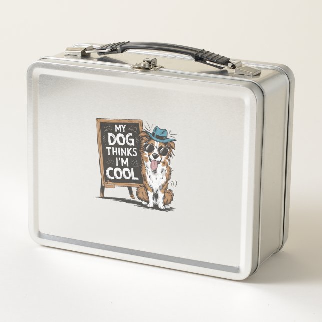 Australian Shepherd My Dog Thinks I'm Cool For Dog Metal Lunch Box (Front)