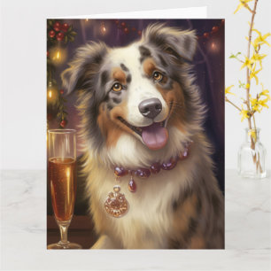 Australian Shepherd New Year  Card