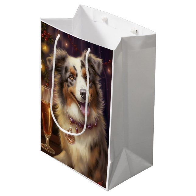 Australian Shepherd New Year  Medium Gift Bag (Front Angled)