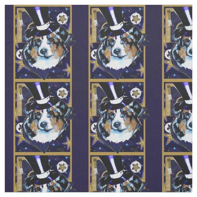 AUSTRALIAN SHEPHERD - NEW YEARS DAY FABRIC (Swatch)