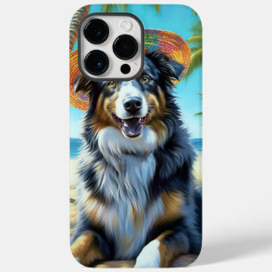 Australian Shepherd On Beach dog lover summer gift Case-Mate iPhone 14 Pro Max Case