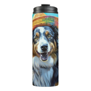 Australian Shepherd On Beach dog lover summer gift Thermal Tumbler