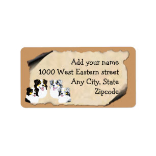 Australian Shepherd on Old Parchment Label
