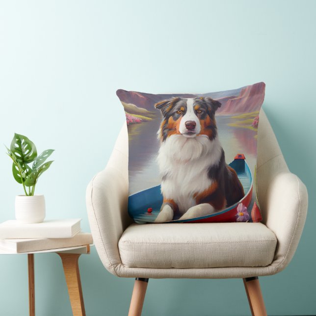 Australian Shepherd on Paddle: A Scenic Adventure Cushion (Chair)