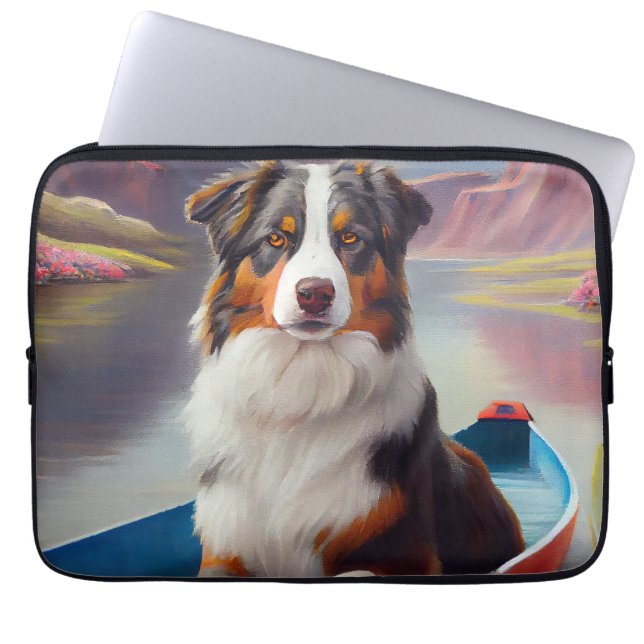 Australian Shepherd on Paddle: A Scenic Adventure Laptop Sleeve (Front)