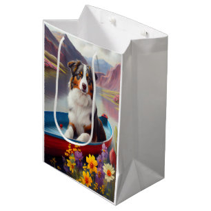 Australian Shepherd on Paddle: A Scenic Adventure Medium Gift Bag