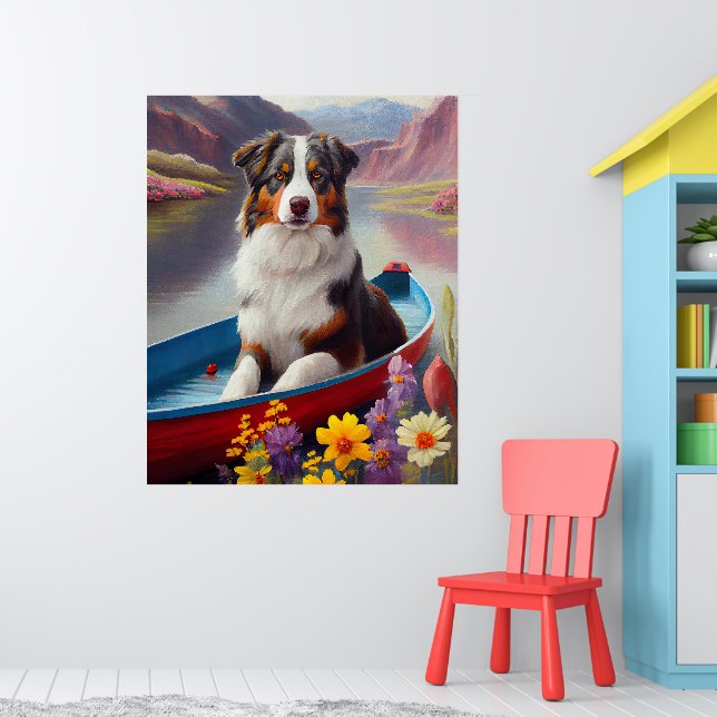 Australian Shepherd on Paddle: A Scenic Adventure Poster (Nursery 1)