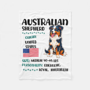 Australian Shepherd Origin Funny Aussie Dog Lover Fleece Blanket
