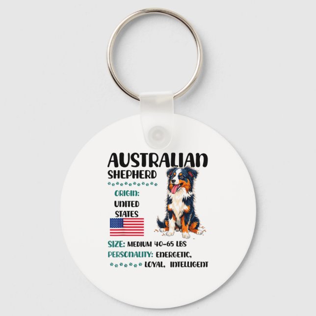 Australian Shepherd Origin Funny Aussie Dog Lover  Key Ring (Front)