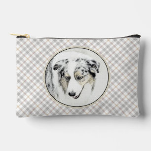 Australian Shepherd Painting Blue Merle Dog Art Accessory Pouch