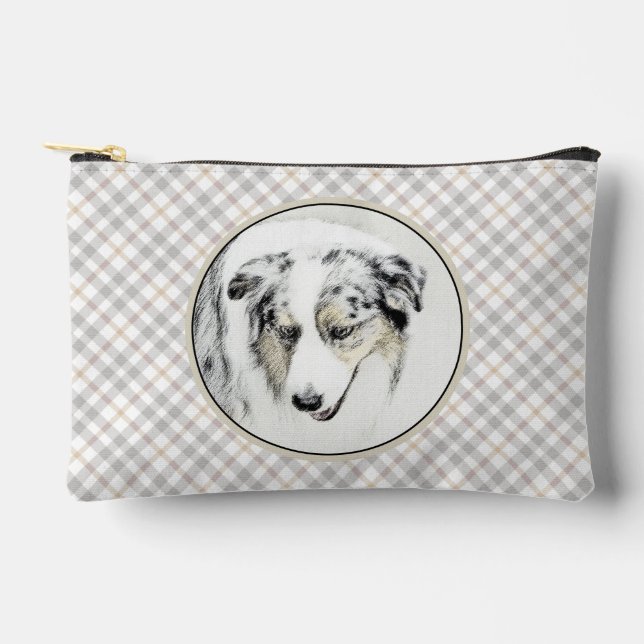 Australian Shepherd Painting Blue Merle Dog Art Accessory Pouch (Front)