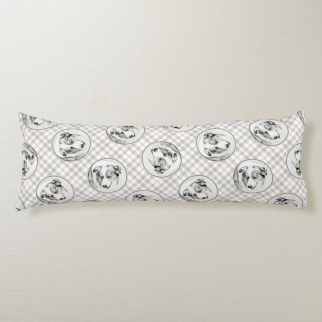 Australian Shepherd Painting Blue Merle Dog Art Body Cushion (Front)