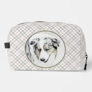 Australian Shepherd Painting Blue Merle Dog Art Dopp Kit