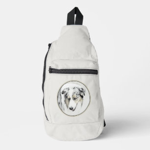 Australian Shepherd Painting Blue Merle Dog Art Sling Bag