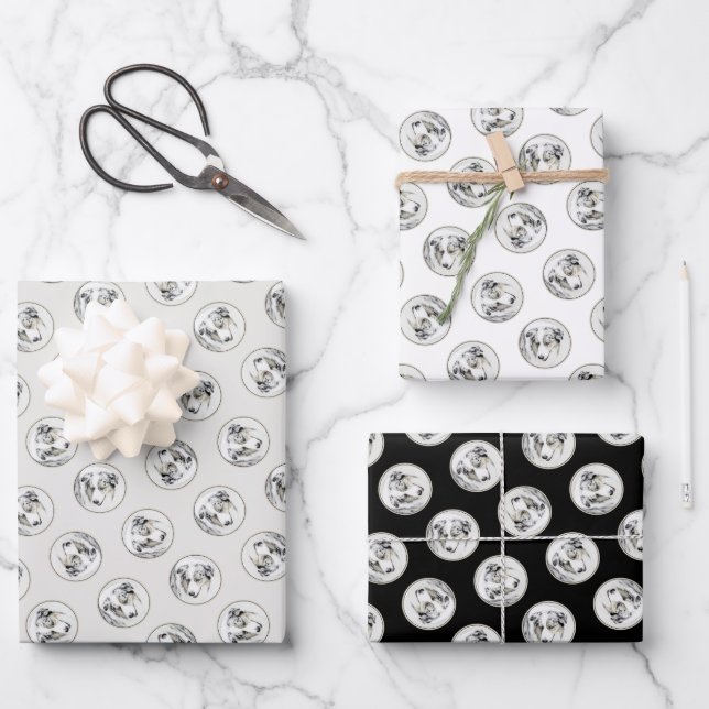 Australian Shepherd Painting Blue Merle Dog Art Wrapping Paper Sheet (Front)