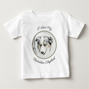 Australian Shepherd Painting - Original Dog Art Baby T-Shirt