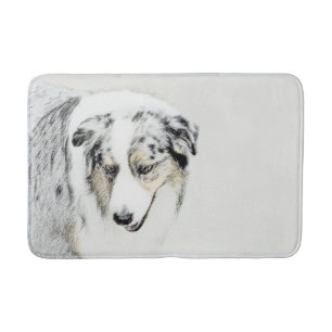 Australian Shepherd Painting - Original Dog Art Bath Mat