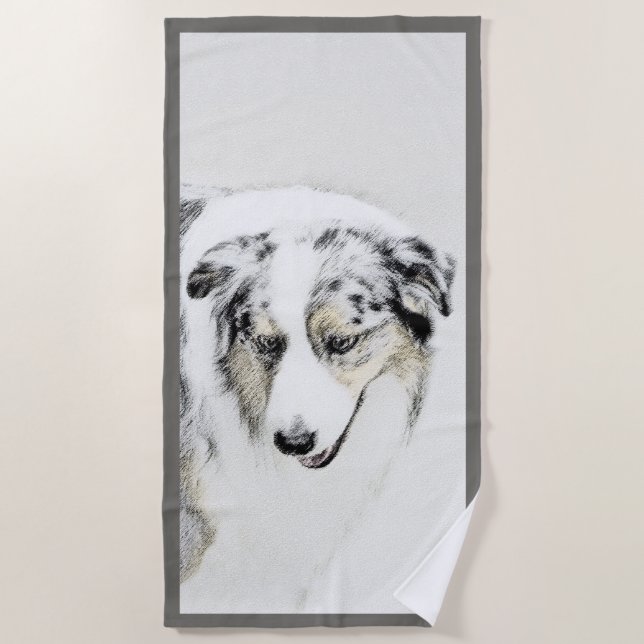 Australian Shepherd Painting - Original Dog Art Beach Towel (Front)
