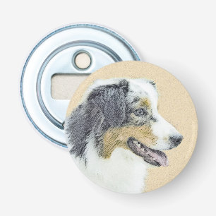 Australian Shepherd Painting - Original Dog Art Bottle Opener