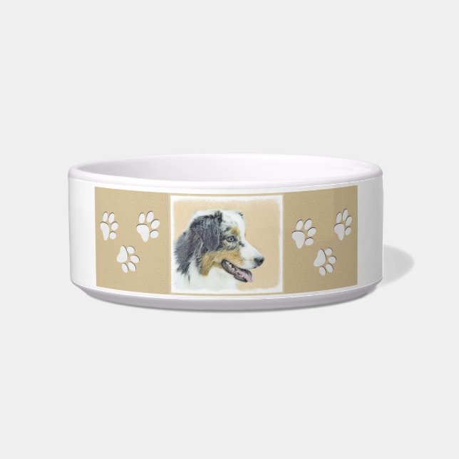 Australian Shepherd Painting - Original Dog Art Bowl (Right)