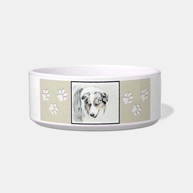 Australian Shepherd Painting - Original Dog Art Bowl (Right)