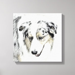 Australian Shepherd Painting - Original Dog Art Canvas Print