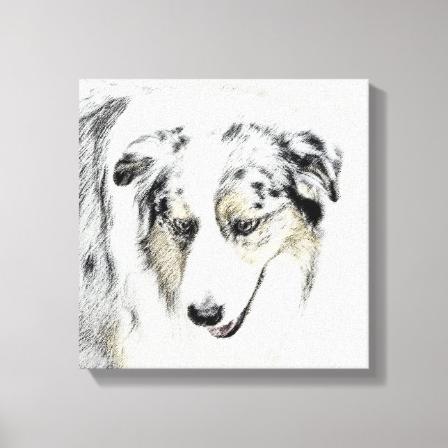 Australian Shepherd Painting - Original Dog Art Canvas Print (Front)