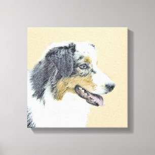 Australian Shepherd Painting - Original Dog Art Canvas Print