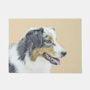 Australian Shepherd Painting - Original Dog Art Doormat