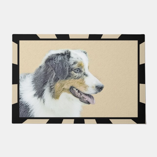 Australian Shepherd Painting - Original Dog Art Doormat (Front)