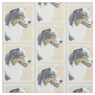 Australian Shepherd Painting - Original Dog Art Fabric