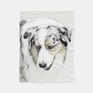 Australian Shepherd Painting - Original Dog Art Fleece Blanket