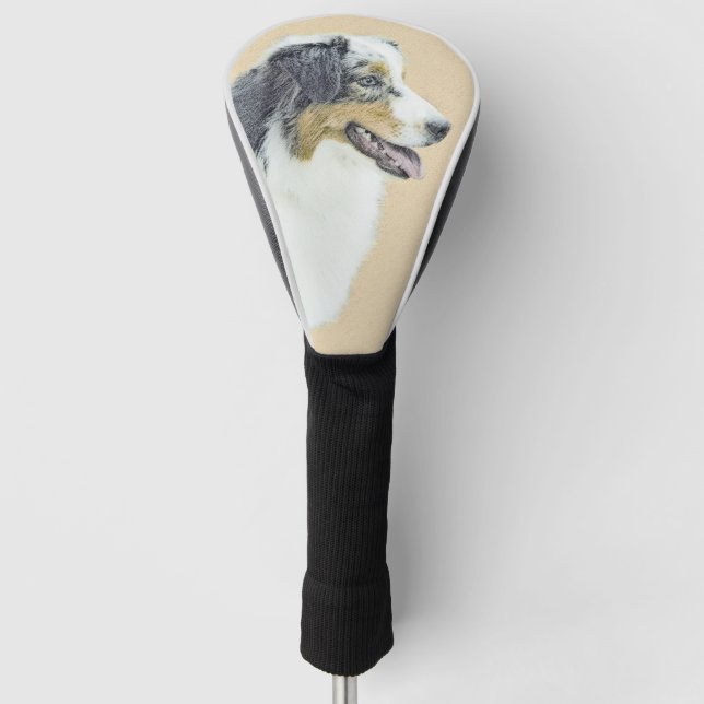 Australian Shepherd Painting - Original Dog Art Golf Head Cover (Front)