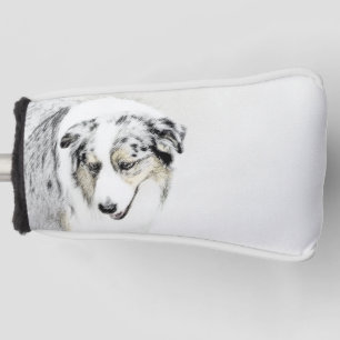 Australian Shepherd Painting - Original Dog Art Golf Head Cover