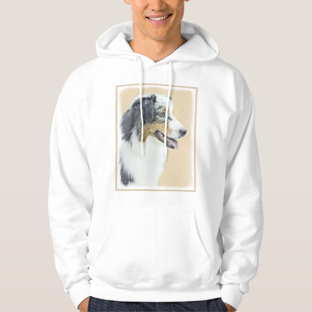 Australian Shepherd Painting - Original Dog Art Hoodie (Front)