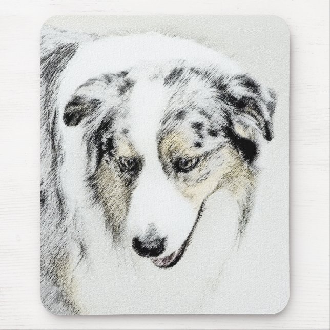 Australian Shepherd Painting - Original Dog Art Mouse Mat (Front)