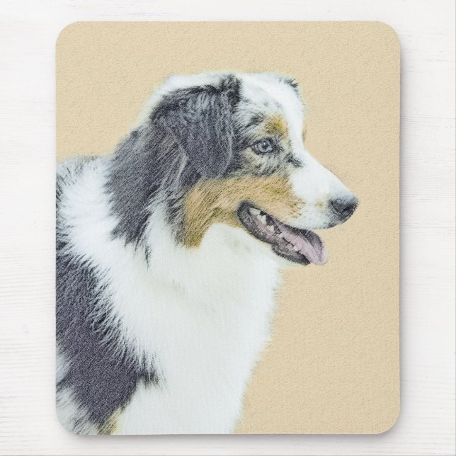 Australian Shepherd Painting - Original Dog Art Mouse Mat (Front)